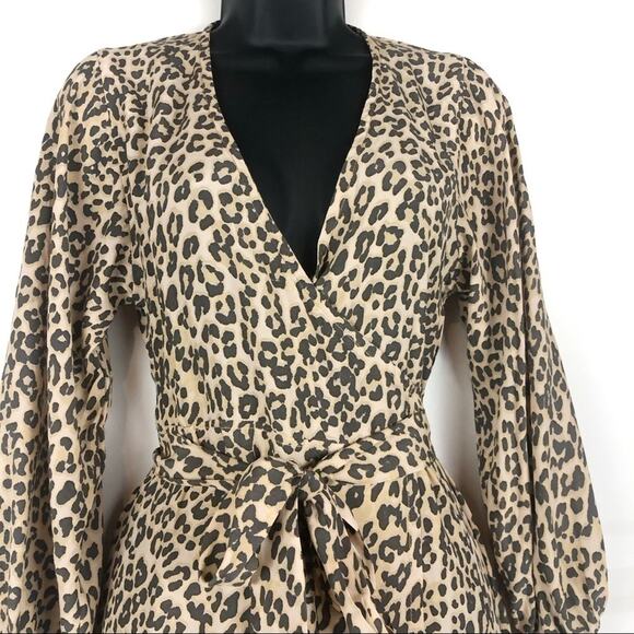 FAITHFULL THE BRAND Leopard Baja Wrap Mini Dress 2 - Picture 3 of 11